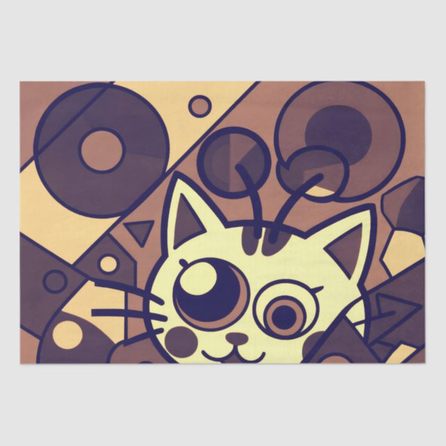 Papel De Seda Abstract Cat Art Brown Beige (Anverso)