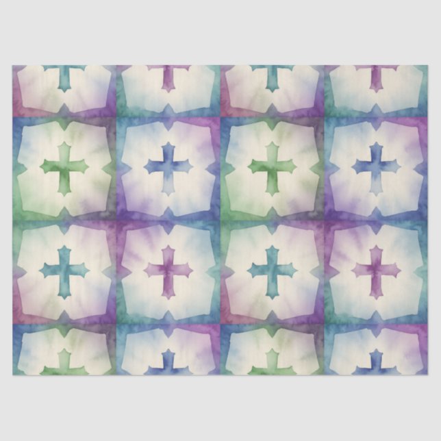 Papel De Seda Abstract Cross pattern pretty watercolor faith  (Anverso)