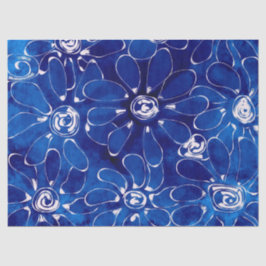 Papel De Seda Abstract Flowers Daisies Blue Floral Decoupage