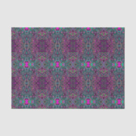 Papel De Seda Abstract Magenta and Teal Blue Groovy Pattern