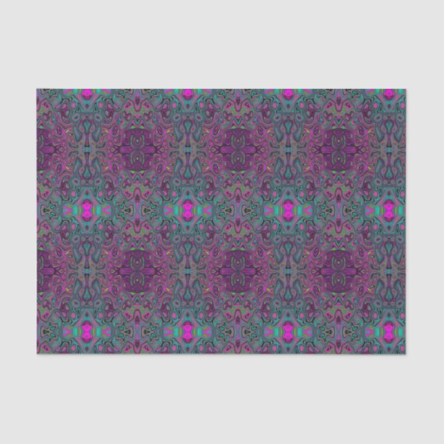 Papel De Seda Abstract Magenta and Teal Blue Groovy Pattern (Anverso)