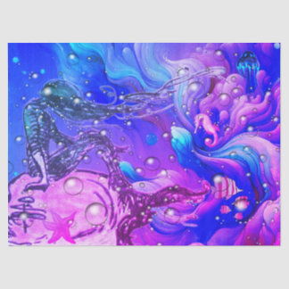 Papel De Seda Abstract Mermaid Under the Sea Tissue Paper