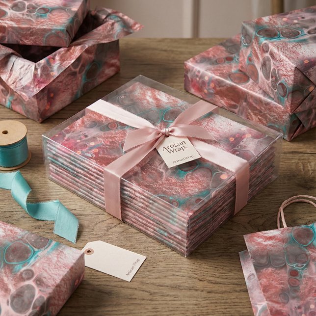 Papel De Seda Abstract Red Teal Fluid Art Faux Foil Sparkling (Subido por el creador)