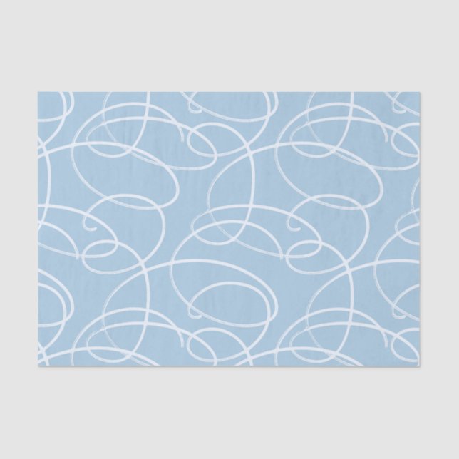 Papel De Seda Abstract Swirling Vine | Elegant Line Art Blue (Anverso)