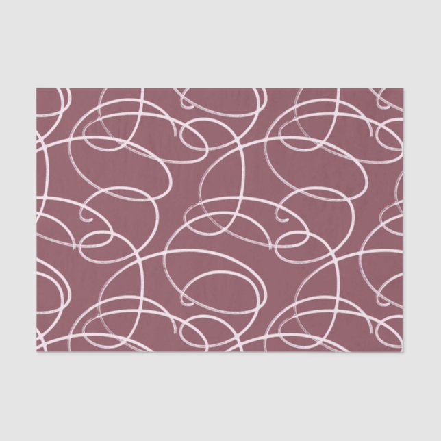 Papel De Seda Abstract Swirling Vine | Elegant Line Art Mauve (Anverso)