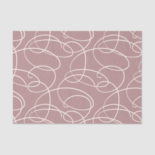 Papel De Seda Abstract Swirling Vine | Elegant Line Art Pink (Anverso)