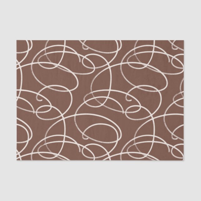 Papel De Seda Abstract Swirling Vine | Elegant Line Art Rust (Anverso)