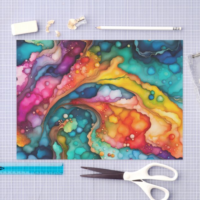 Papel De Seda Abstract Watercolor Motion Waves Tissue Paper (Artesanía)