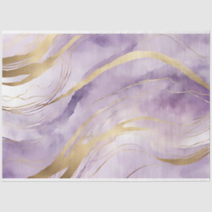 Papel De Seda Abstracto Acuarela Púrpura, Lilac, Mármol Oro
