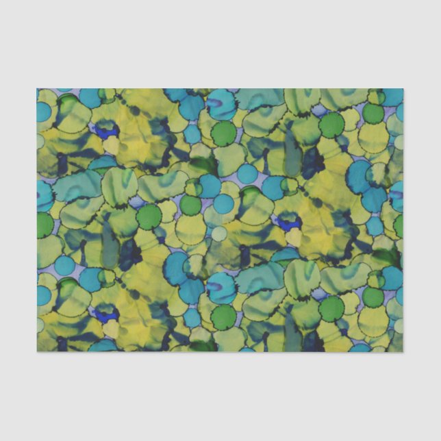 Papel de seda abstracto acuarela verde azul turque (Anverso)