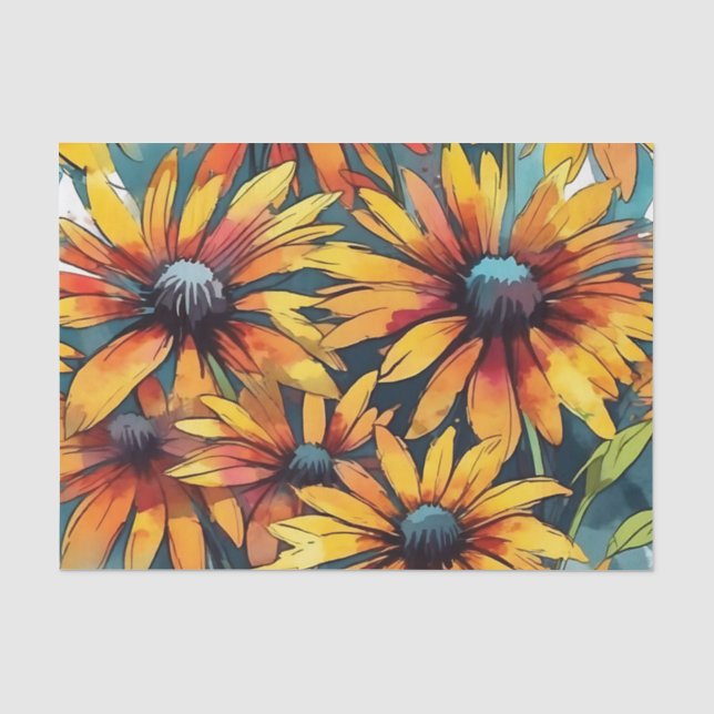 Papel De Seda Abstracto de las flores de Rudbeckia (Anverso)
