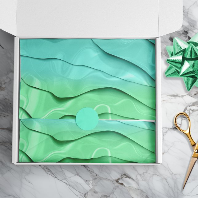 Papel De Seda Abstracto de marea en capas Dyeing Aqua Green Craf (Subido por el creador)