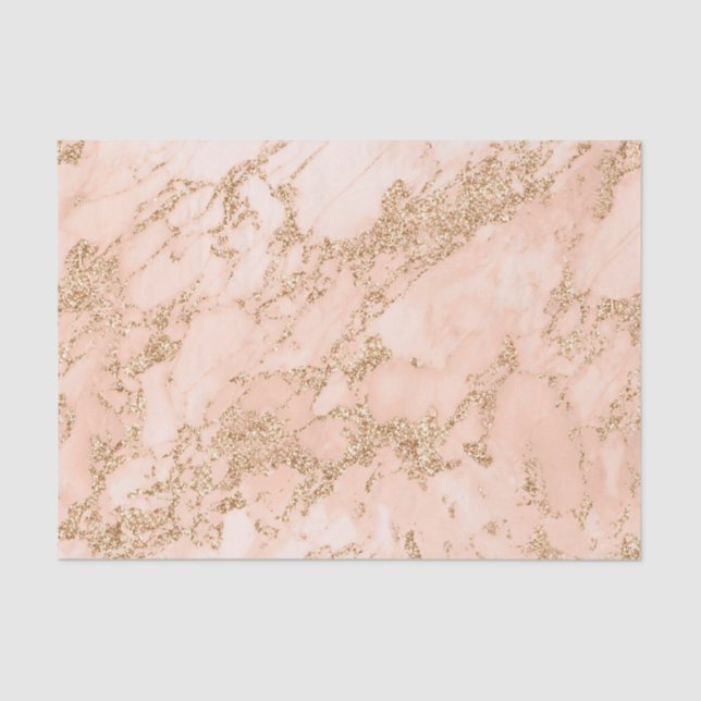 Papel De Seda abstracto de mármol Rosa purpurina dorado (Anverso)