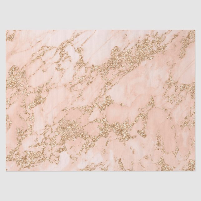 Papel De Seda abstracto de mármol Rosa purpurina dorado (Anverso)