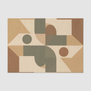 Papel De Seda Abstracto Geométrico Boho Terroso