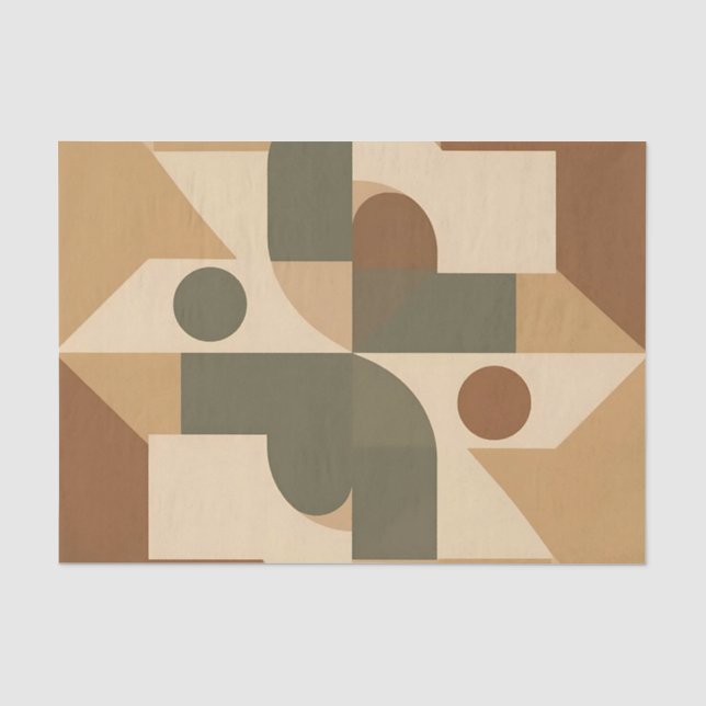 Papel De Seda Abstracto Geométrico Boho Terroso (Anverso)
