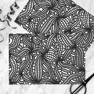 Papel De Seda Abstracto Orgánico Dibujo Doodle Negro y Blanco