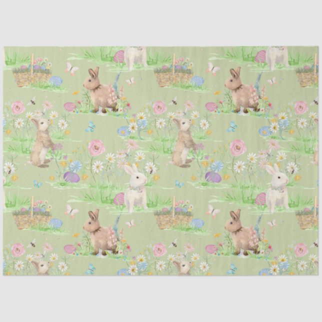 Papel De Seda Abundancia de Pascua Floral Mariposa Mint Green De (Anverso)