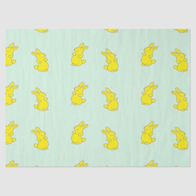 Papel De Seda Abundantes amarillos felices en verde azulado (Anverso)