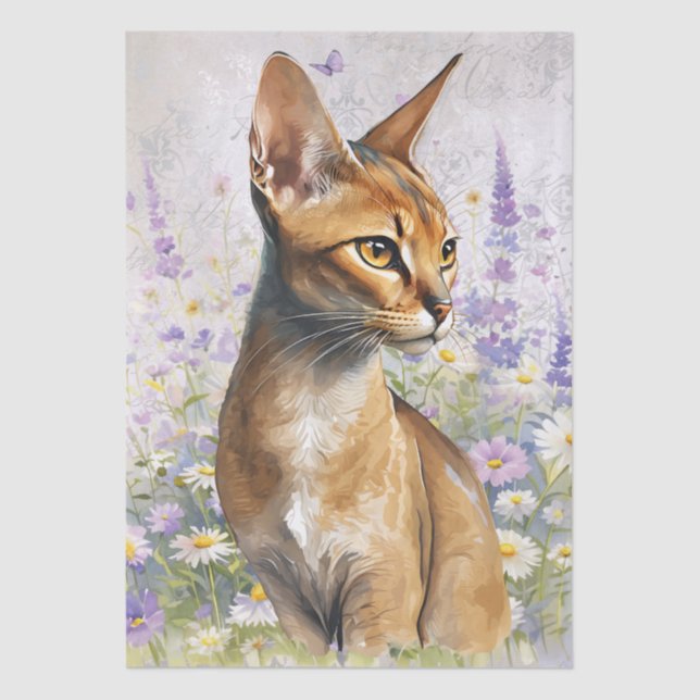 Papel De Seda Abyssinian Cat Watercolor (Anverso)