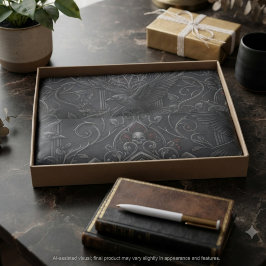 Papel De Seda Academia Oscura Ónix Filigrana Victoriana Cuervo