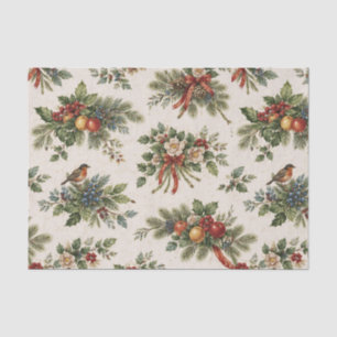 Papel De Seda Acebo de Navidad tradicional y frutas de invierno