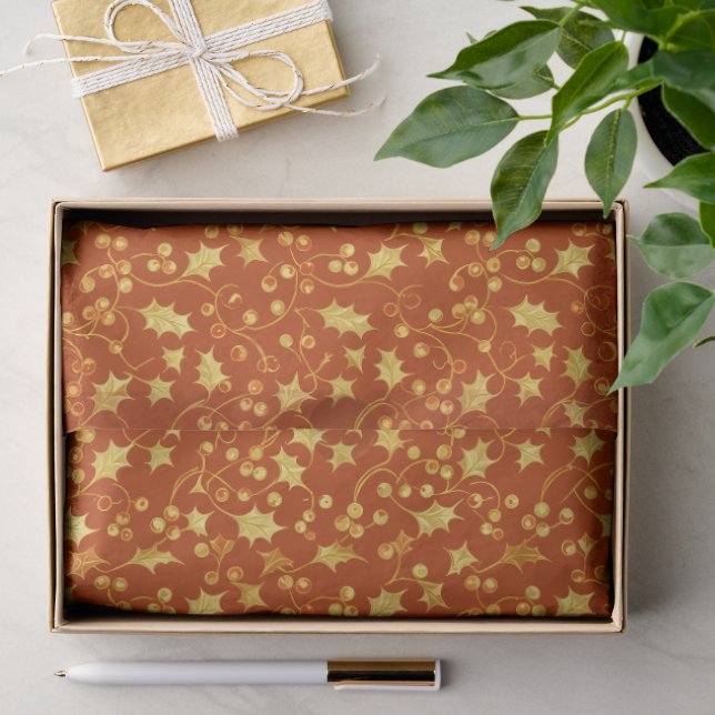 Papel De Seda Acebo dorado (Regalo )