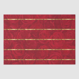 Papel De Seda Acentos de oro de rosas rojas románticas