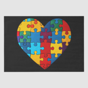 Papel De Seda Aceptación del puzzle del corazón del amor Autismo
