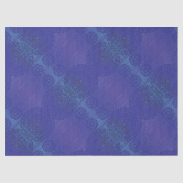 Papel De Seda Aceptación | Medallones Blue Indigo Violet Boho (Anverso)