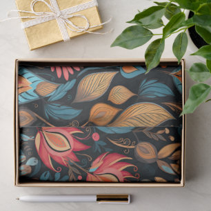 Papel De Seda Acogedor arte folclórico floral digital de otoño