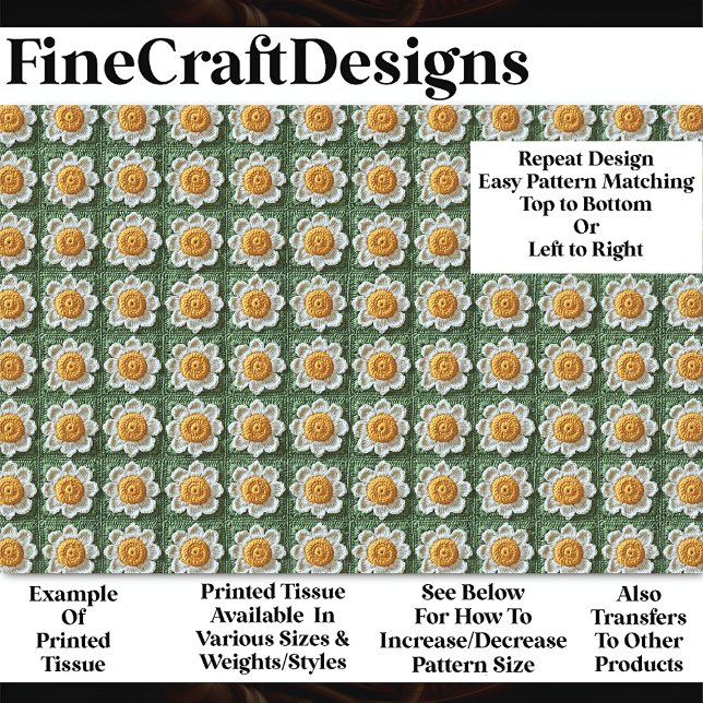 Papel De Seda Acogedor crochet hecho a mano Patrón de margarita  (Subido por el creador)