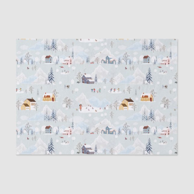 Papel De Seda Acogedor invierno Modelo de Villa de Patinaje Hiel (Anverso)