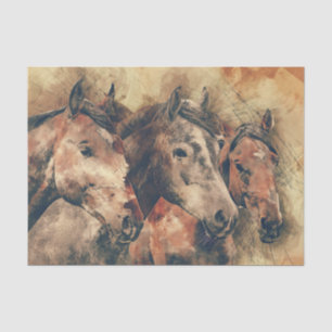 Papel De Seda Acuarela absolutamente hermosa de tres caballos