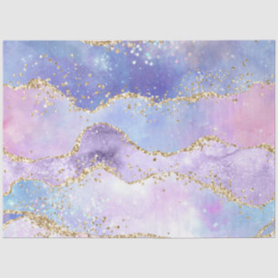 Papel De Seda Acuarela Agate Gold Pink Purple Blue Decoupage