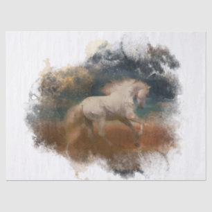 Papel De Seda Acuarela Andaluza blanca de caballos