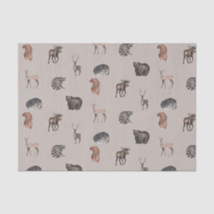 Papel De Seda Acuarela Animales de Woodland - Cerveza, Oso, Ardi