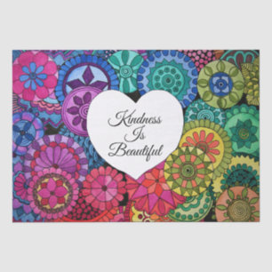 Papel De Seda Acuarela Arcoiris Mandala con corazón