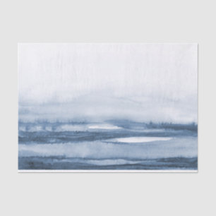 Papel De Seda Acuarela azul de niebla del lago Harbour