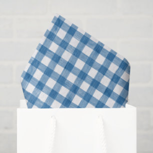 Papel De Seda Acuarela azul y blanco Gingham