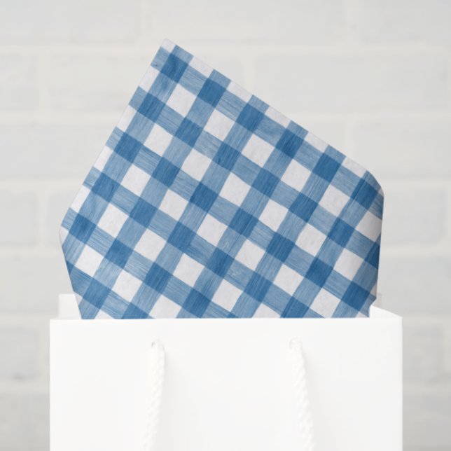 Papel De Seda Acuarela azul y blanco Gingham (Bolsa de regalo)