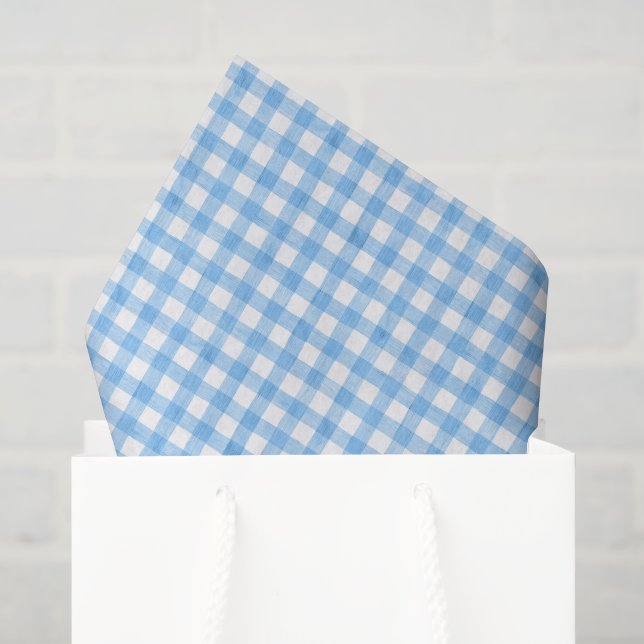 Papel De Seda Acuarela azul y blanco Gingham (Bolsa de regalo)