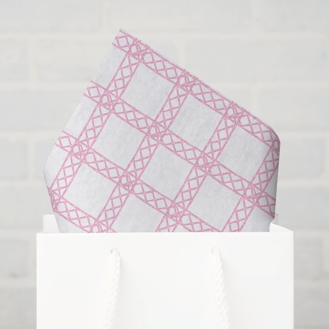 Papel De Seda Acuarela Bambú Rosa y Blanco (Bolsa de regalo)