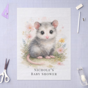 Papel De Seda Acuarela Bebé Zarigüeya Baby Shower