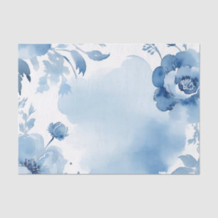 Papel De Seda Acuarela Botánica Moderna Azul suave