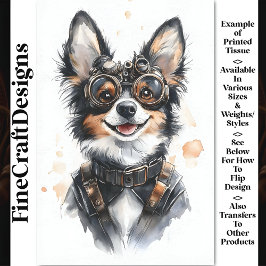 Papel De Seda Acuarela cachorro alsaciano, perro GSD CD8 decoupa