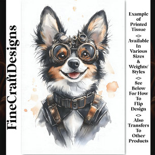 Papel De Seda Acuarela cachorro alsaciano, perro GSD CD8 decoupa