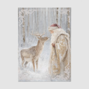 Papel De Seda Acuarela ciervo Santa Decoupage