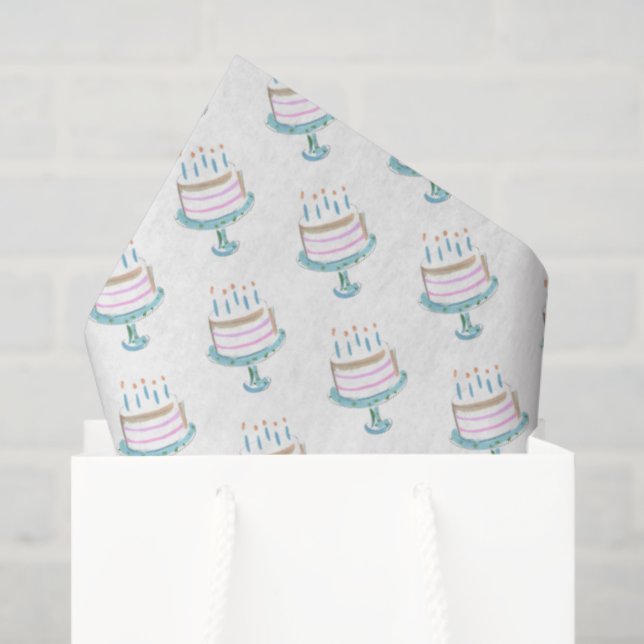 Papel De Seda Acuarela Cumpleaños Celebración de Velas de Arte d (Bolsa de regalo)