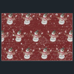 Papel De Seda Acuarela Cuta de Snowman Merry Christmas Typograph<br><div class="desc">"Snowman Cute Watercolor Merry Christmas Typography Tissue Paper es ideal para la desconexión, la artesanía y la entrega de regalos elegantes."Hombre de nieve lindo y adorable, clásico, con un sombrero de top negro en medio de una nevada de invierno y pintado con acuarela. Tiene un sombrero de top negro, imita...</div>